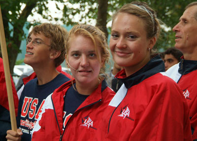 Andrew Jayne, Emily Andrews, Margaux Isaksen, Coach Jan Olesinski